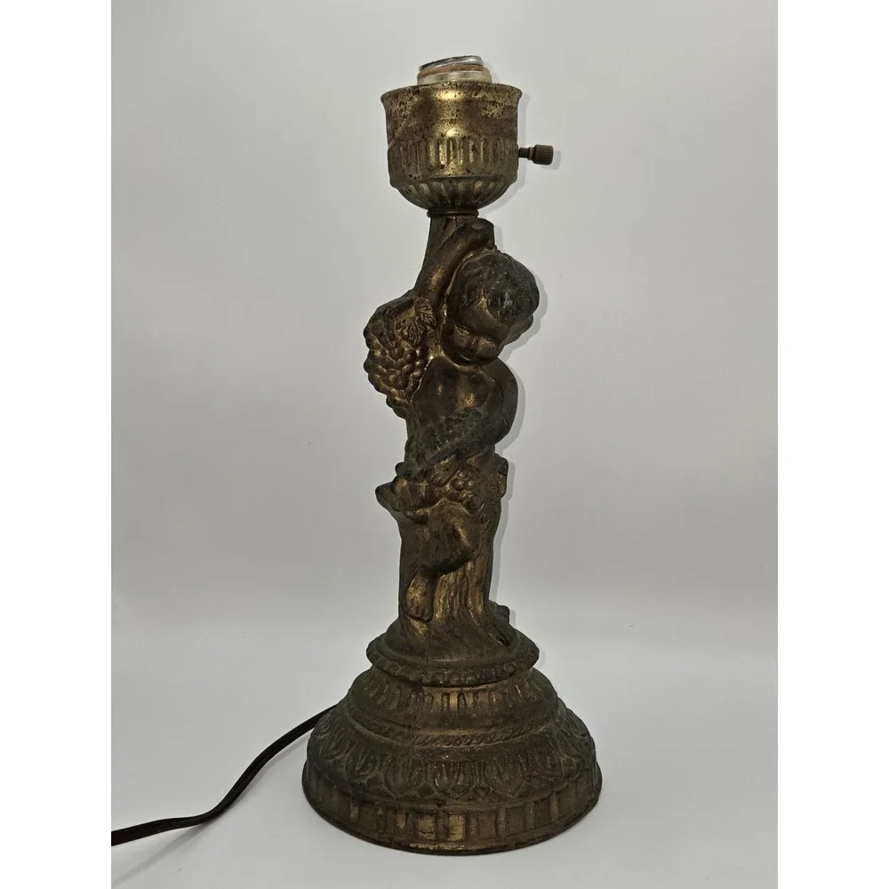 Art‎ Nouveau 1950s Cast Metal Cherub Figural Lamp Base 13